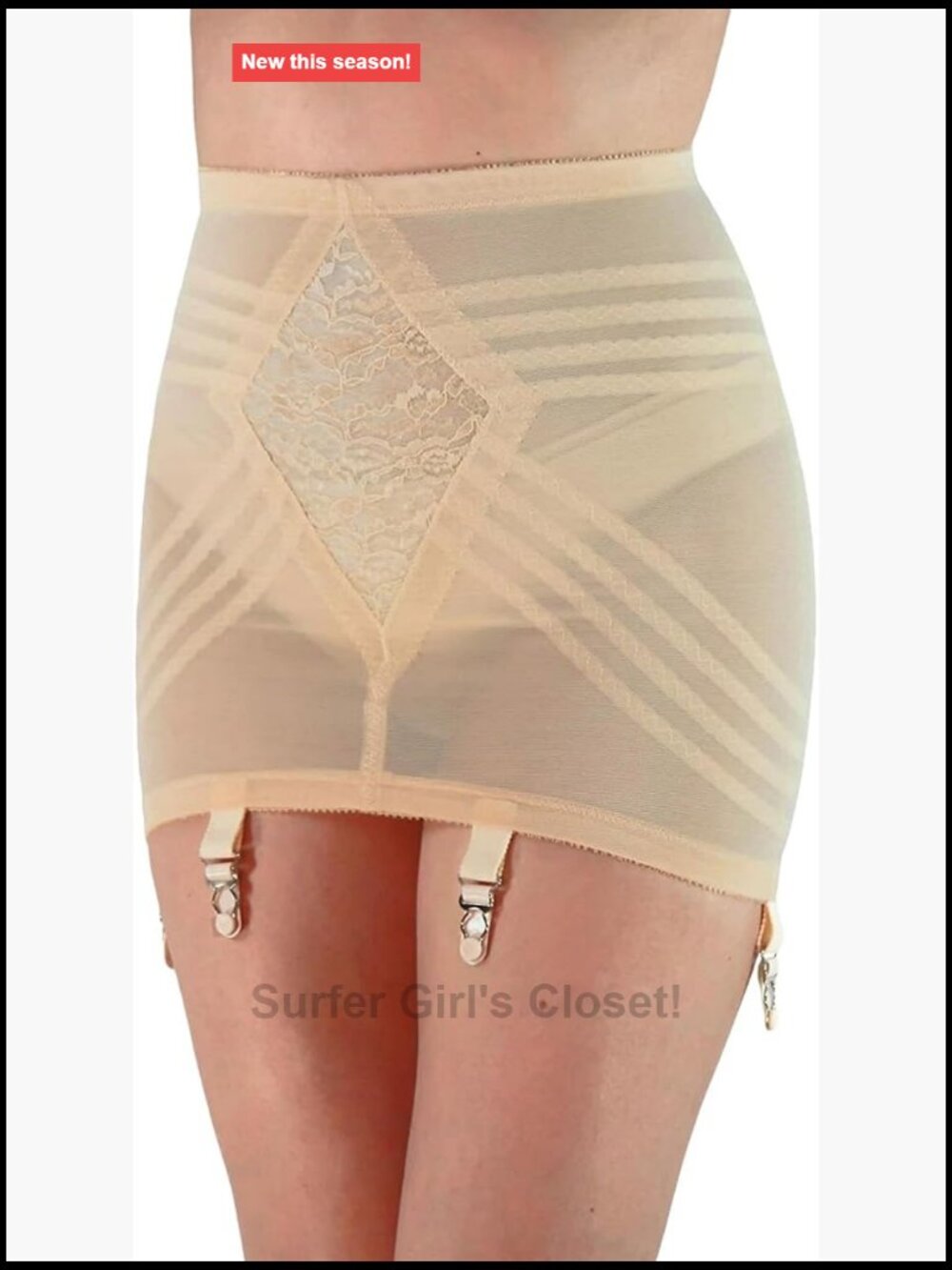 Rago Firm Control Open Bottom Girdle with Metal Garters, Made in USA